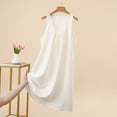 thumbnail image 4 of ZyeKqe Womens Nightgown Sleeveless Crewneck Chest Pleated Casual Sleep Shirts Lightweight Loose Comfy Midi Dress, 4 of 5