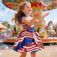 thumbnail image 3 of Faraee 4th of July Toddler Girl Outfit Smocked USA Sleeveless Dress Kids Summer Patriotic Clothes American Flag Sundress (2-3T,Brick Red), 3 of 5