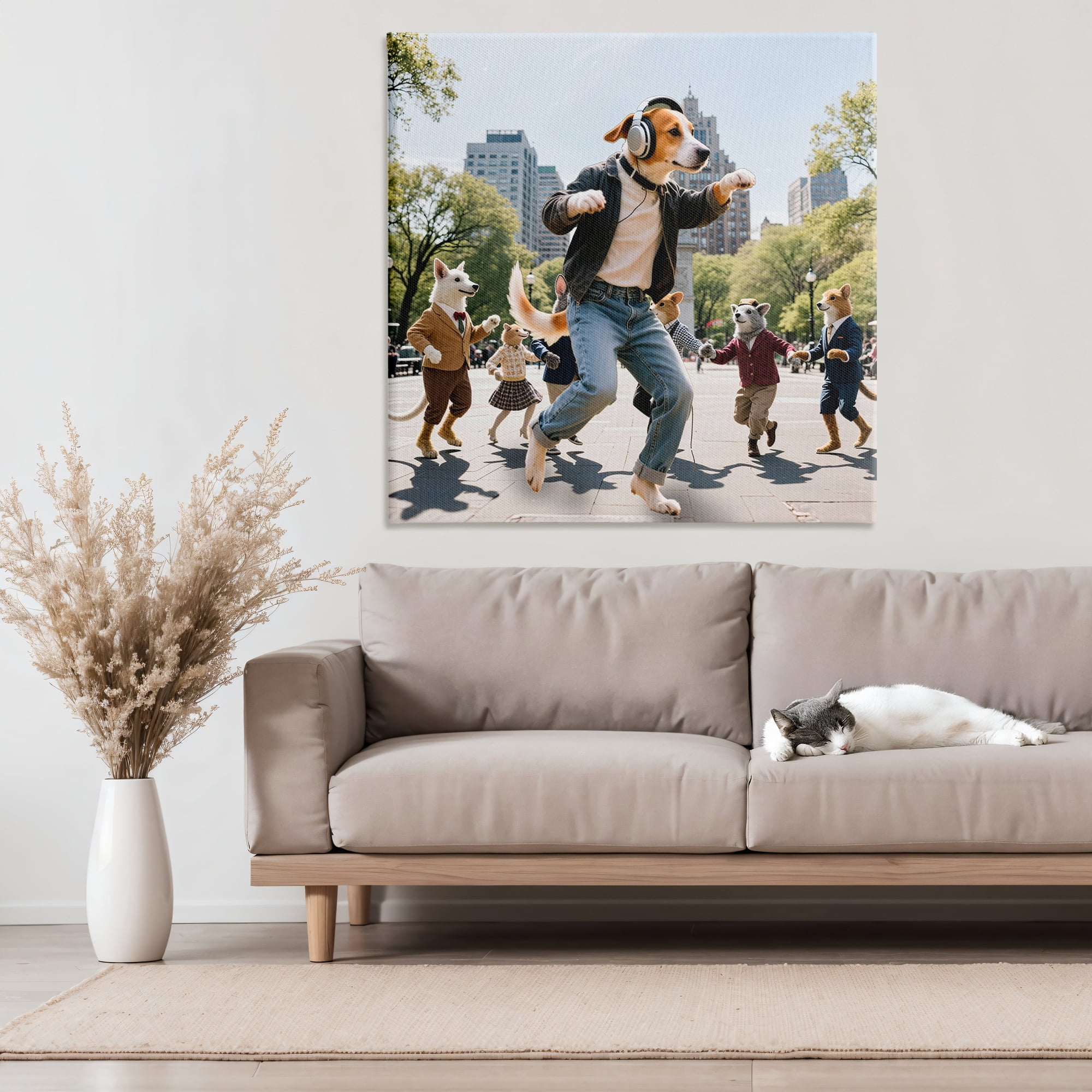 Stupell Industries Stylish Dog Dancing in Park Canvas Wall Art, design by CAD Designs