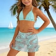thumbnail image 7 of Tisuna 3 Pieces Swimwear For Girls Child Solid Color Halter Bikini Set With Floral Print Skirt Swimsuit Cute Stylish Teen Girls Summer Beach Seaside Bathing Suit Mint Green Size 15-16 Years, 7 of 7