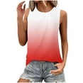 thumbnail image 2 of Xihbxyly Womens Tops Summer Gradient Print Crew Neck Tank Tops Casual Loose Fit Sleeveless Standard Straps Blouses, 2 of 4