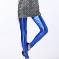 thumbnail image 4 of YWDJ Faux Leather Leggings for Women Women's Fashion Casual Bronzing Imitation Leather Slimming And Not Easy To Fade Ninth Pants Blue One Size, 4 of 6