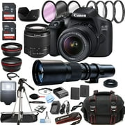 Canon EOS 2000D / Rebel T7 DSLR Camera w/18-55mm + 500mm Preset Lens + 128GB Memory + Case + Tripod + Filters -38pc Bundle