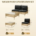 thumbnail image 2 of Bifanuo 3-Piece Wicker Outdoor Sectional Sofa, Patio Furniture Set, with Black Fluffy Cushions and Coffee Table, 2 of 6