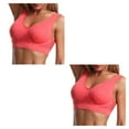 thumbnail image 3 of Qarigey Sujetador deportivo para mujer, entrenamiento inalámbrico, gimnasio, correr, trotar, dormir, Tops acolchados sin costuras, chaleco, Rojo 2Conjunto, 3 of 6