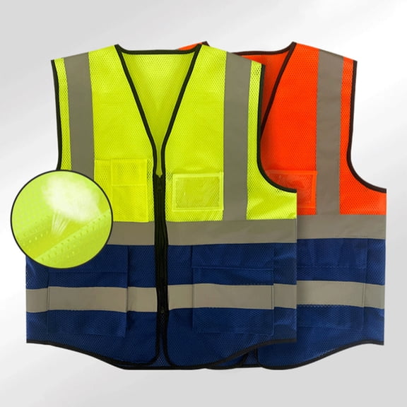 Men's Reflective Mesh Tank Top Sleeveless Zipper Pocket Workwear Coat Construction Shirt Breathable Quick Dry Cooling Sun Protection Protective Vest Outdoor Hiking Safety Gear