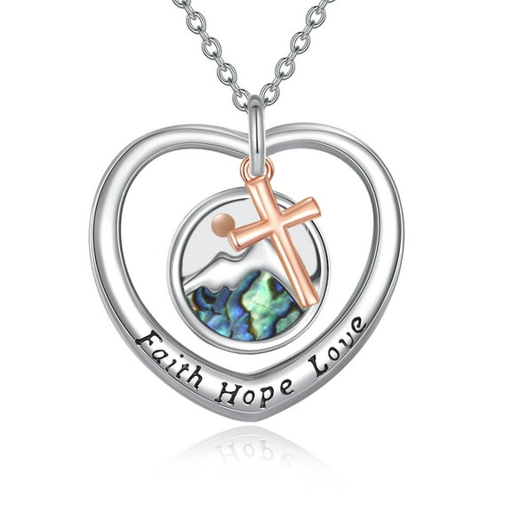 Mustard Seed Cross Faith Necklace Sterling Silver Mountain Faith Hope Love Necklace Christian Jewelry Religious Inspirational Gift for Women