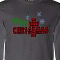 thumbnail image 4 of Inktastic Merry Christmas Buffalo Plaid Cross with Snowflakes Long Sleeve T-Shirt, 4 of 5