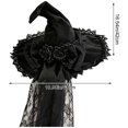 thumbnail image 3 of Hsqqdc Gothic Lace Witch Hat Velvet Pointed Hat for Halloween Party, 3 of 7