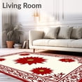 thumbnail image 2 of ODIKA 6'x9' Machine Washable Non-Slip Area Rug, Vintage Poinsettia Bloom Decorative Floor Holiday High Traffic Rug, Red, 734304, 2 of 7