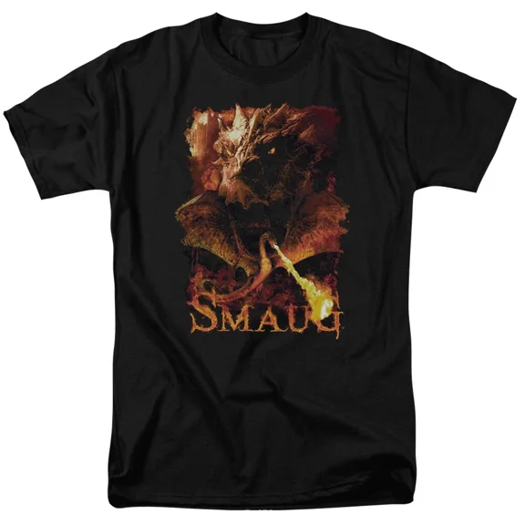 RARE The Hobbit Smolder T Shirt Mens Licensed Fantasy Movie Tee Smaug Black