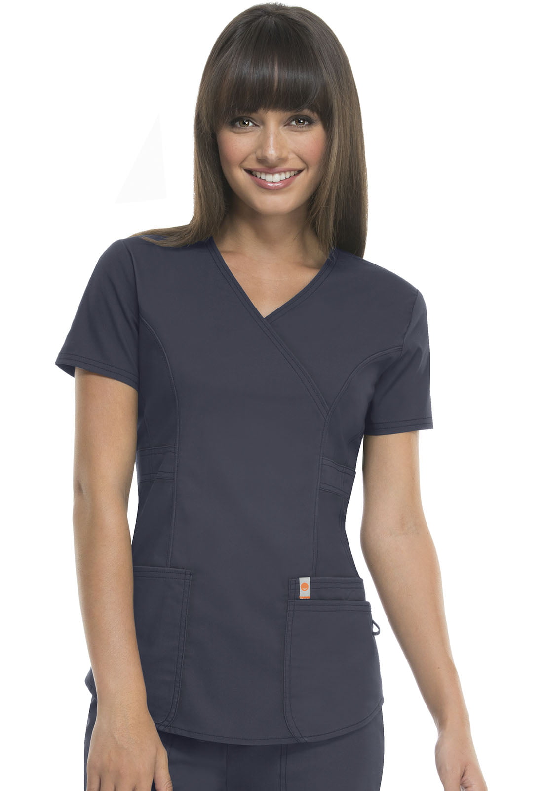Pewter Code Happy Scrubs Mock Wrap Top 46601A PWCH Antimicrobial 