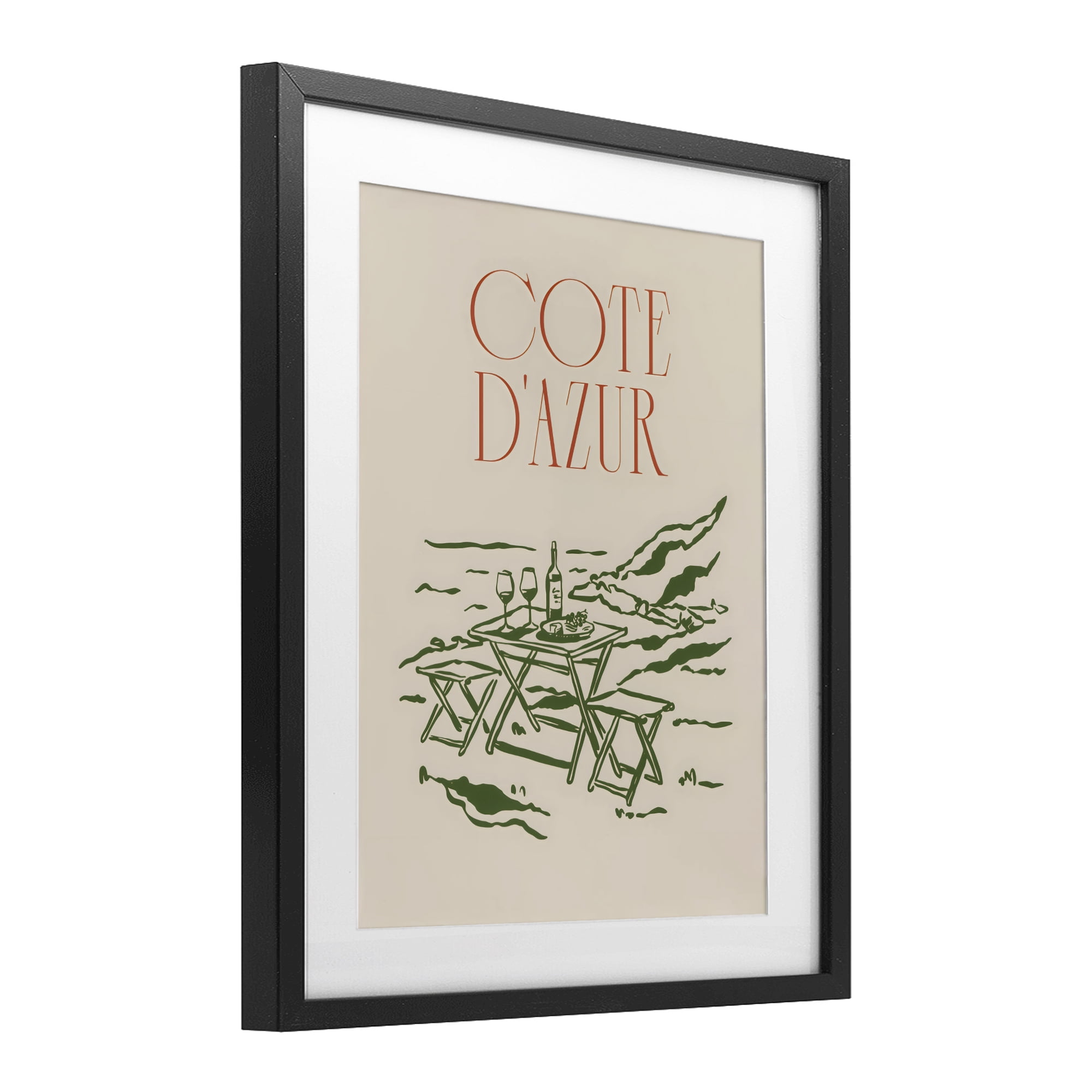 Stupell Industries Seaside Wine Picnic Black Framed Print Under Glass, design by The Prints Vibe