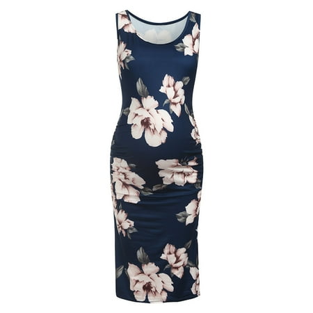 

Frostluinai Maternity Dress For Photoshoot Summer Savings Clearances Maternity Nursing Dresses Bodycon Print Sleeveless Pregnancy Tank Scoop Neck Mama Clothes Short Ruched Midi Dresses For Women 2022