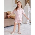 thumbnail image 5 of Arshiner Girls Pajamas Silk Satin Pajama Set 2 Piece Button Down Pjs Ruffle Sleepwear, 5 of 5