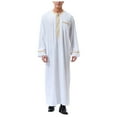 thumbnail image 1 of Men’s Dress Robe Shirt with Embroidered Pocket Long Sleeve Arab Middle Robe Coat for Prayer and, 1 of 7
