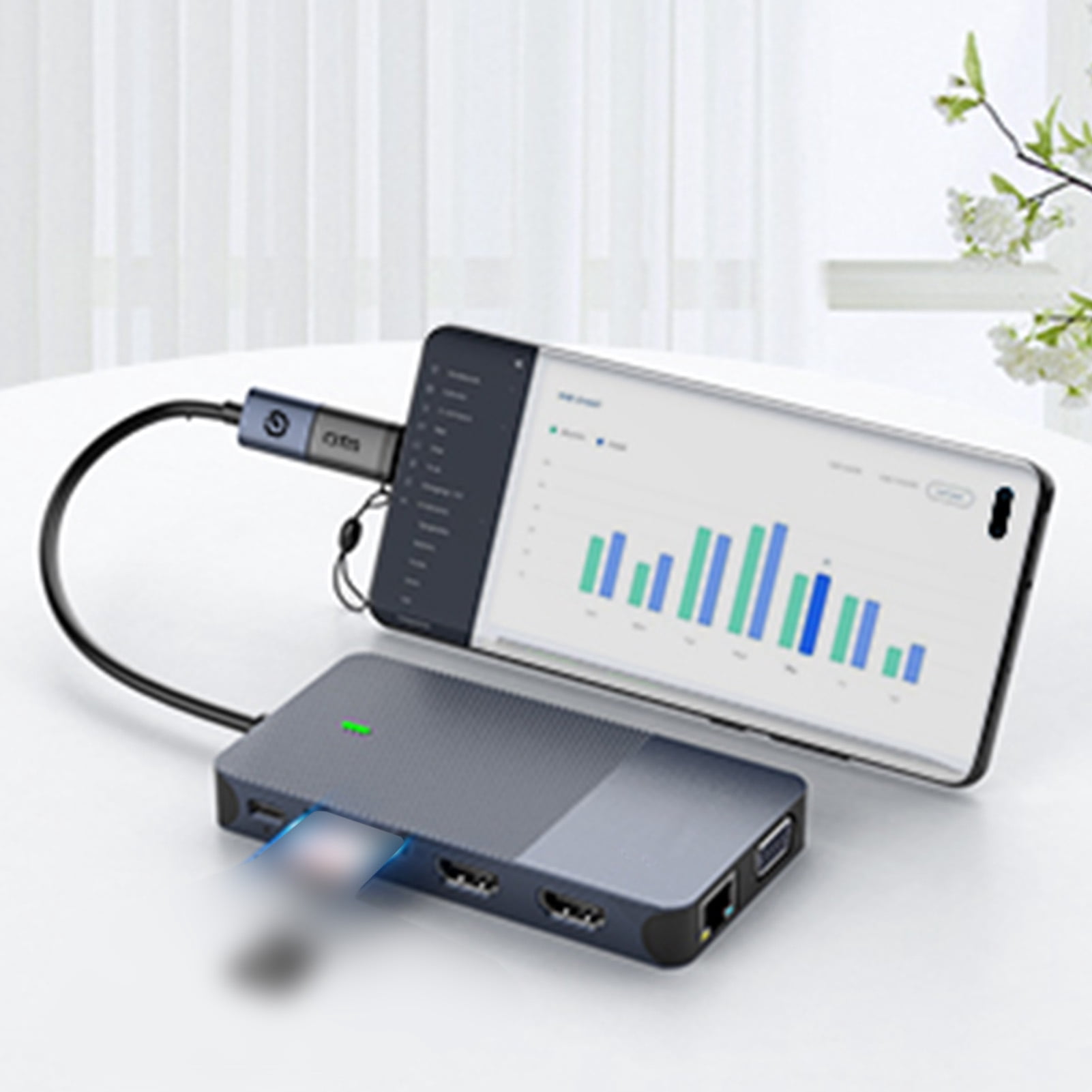 Laptop USB Extenders Docking 11 in 1 USB Hub Triple Display Dock with VGA LAN Card Slots USB 3.0 3.5mm Headphone Splitter Extenders Multiport Docking Station for Laptop
