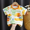 thumbnail image 2 of Summer Savings Clearance 2025! Loopsun Toddler Summer Tops, Summer Printed Round Neck Short Sleeve Top for Children Boys And Girls Khaki 5-6 Years, 2 of 3