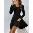 thumbnail image 6 of Long-Sleeved Sweater Dress, Autumn Dress, Round Neck, High Waist, Slim Dress, Women'S Casual Dress Black S, 6 of 8