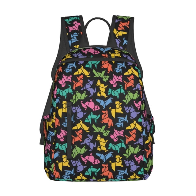 Fotbe Colorful Geometric Dog School Backpack for Men and Women Lightweight Backpack Durable Backpack Water-Resistant,Travel,Work Bag