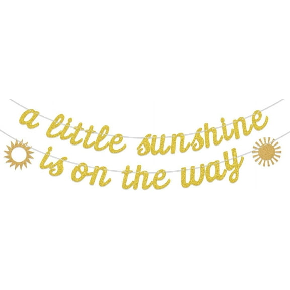 A little Sunshine Is On The Way Banner, Sunshine Birthday Decorations, Sun Themed Baby Shower Birthday Party Decor, You are My Sunshine, Sunshine Gender Reveal Party Supplies Gold