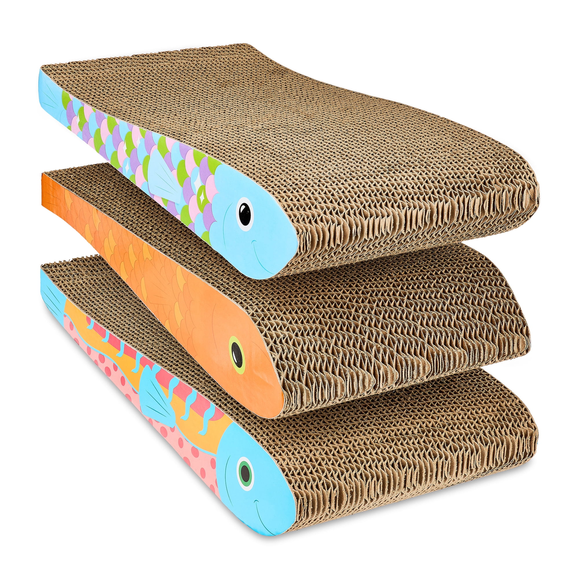 Vibrant Life Fish Cat Scratcher with Catnip, Multicolor, 3 Pack