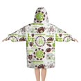 thumbnail image 2 of Green Football Monogram Pattern Blanket Hoodies for Kids 6-13YR Oversize Wearable Blanket Hoodies for Boys Girls Teens, 2 of 7