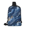 thumbnail image 3 of Chest Bag Dual Pocket 11.8×7.7×2.4in Waterproof Double-Pocket Large Capacity With No Inner Pouch Pockets And Double Drawstrings Steelblue Marble_3, 3 of 8