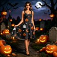 thumbnail image 4 of Halloween Dresses for Women Sleeveless Casual Printed Retro Plus Size Dress For Cocktail Holiday Occasions, 4 of 5