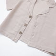 thumbnail image 6 of FLMEI Baby Boys Cotton Linen 2PCS Set Toddler Summer Clothes Short Sleeve T-Shirt Tops Button-Down Shirt Short Set Clothes 6 Month -3 Years, 6 of 9