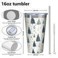 thumbnail image 4 of 16oz Tumblers Blue and Gold Christmas Tree Pattern Stainless Steel Vacuum Insulated Double Wall Travel Tumbler Cups Mug with Lid and Straw,Cleaning Brush for Coffee,Tea, 4 of 4