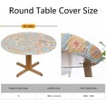 thumbnail image 2 of Mandala Ornament Tablecloth Round Flowers Leaves Round Flower Geometric Figure Orange Blue Dots Wipeable Tablecloth Cover Table Cover for Dining Room 44 inch, 2 of 4