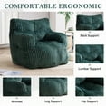 thumbnail image 4 of PORKISS Bean Bag Chairs, Soft Tufted Foam Lazy Sofa with Corduroy Fabric for Dorm Bedroom Living Room, Single Leisure Accent Sofa Chair for Adults Teens, Green, 4 of 13