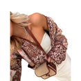 thumbnail image 2 of Female Cropped Puffer Quilted Jacket Cardigan Floral Printed Long Sleeve Open Front Short Padded Coats Caramel Color S, 2 of 9