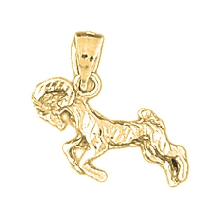 18K Yellow Gold Zodiac - Aries Pendant - 18 mm