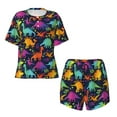 thumbnail image 4 of Qekee Colorful Dinosaur Women's Pajama Set Short Sleeve Sleepwear Summer Home Wear with Pockets Soft Short Sleeve Shirt - Colorful Dinosaur, 4 of 9