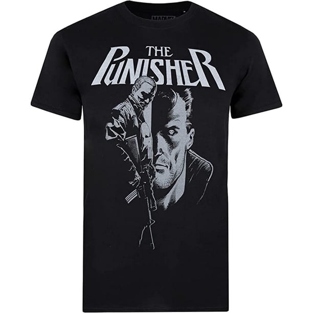 The Punisher - Camiseta Rifle para Hombre (Negro, Blanco)