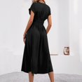 thumbnail image 7 of Summer Fashion Plus Size Dresses for Women 2025 Elegant Classy Round Neck Casual Solid Color Pocket Short-sleeved Knee-length, 7 of 7