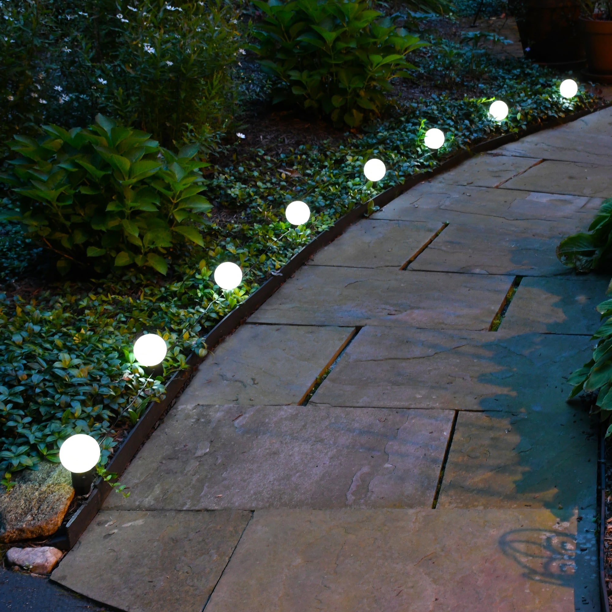 Solar Powered Plastic Pathway/String Lights (8 Lights) White