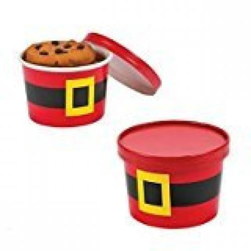 12pc Paper Santa Christmas Cookie Containers with Lids
