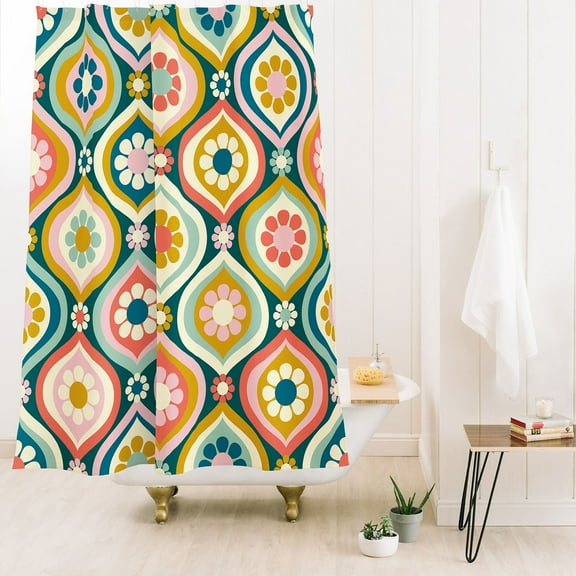 Society6 Jenean Morrison Ogee Floral Multicolor Shower Curtain 71" x 74"