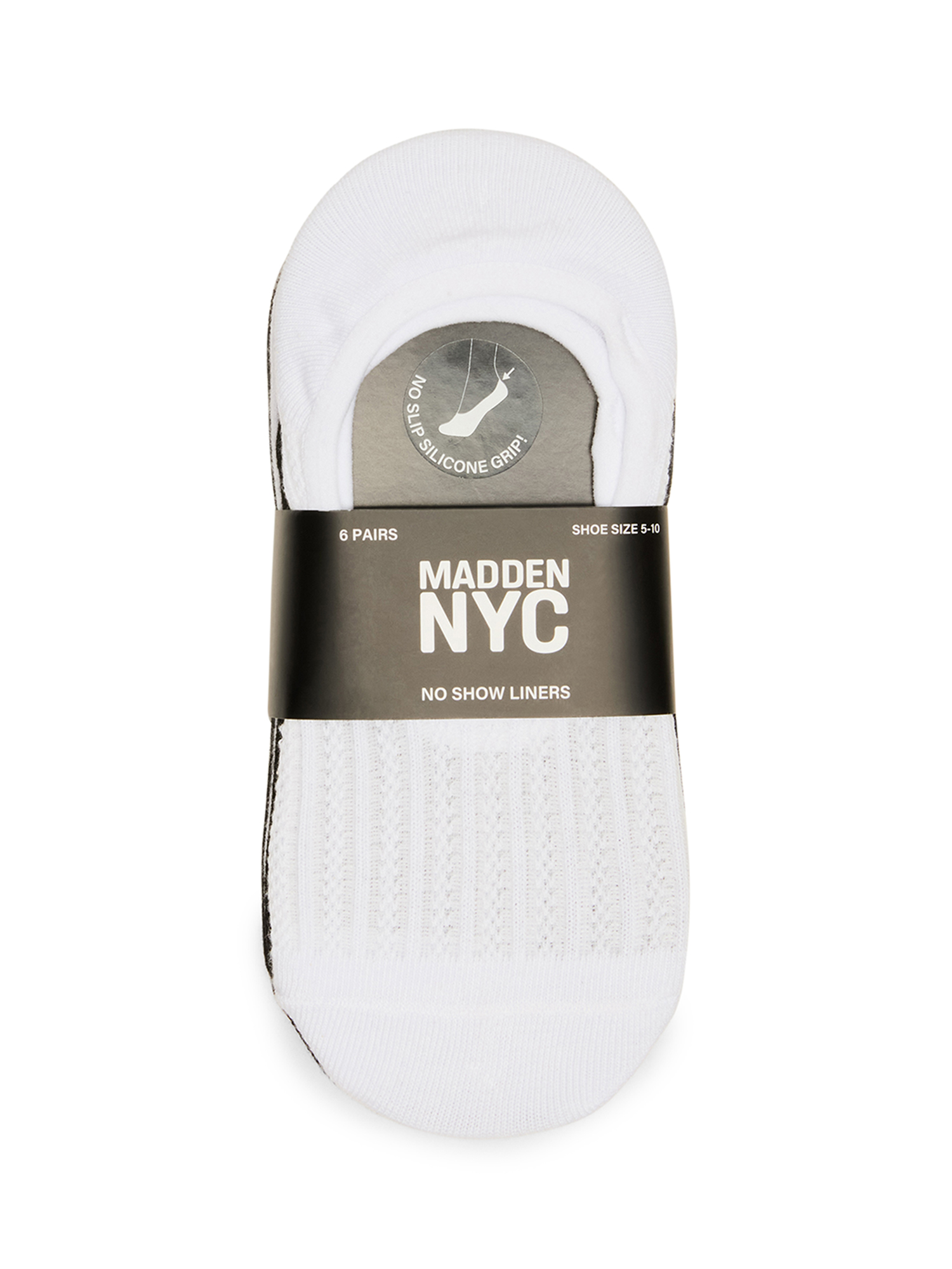 Madden NYC Women's No-Show Liners, 6-Pack, Fits Shoe Size 5-10