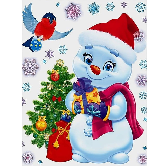 (x626) Serie Dibujos Animados Muñeco Nieve Navidad Con Diamantes Redondos Pintura Diamantes Resina 30*40CM