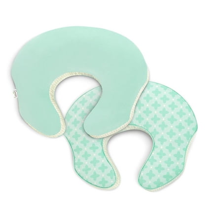 Comfort & Harmony mombo Deluxe Covered Nursing Pillow Slipcover, Mint to be Sweet