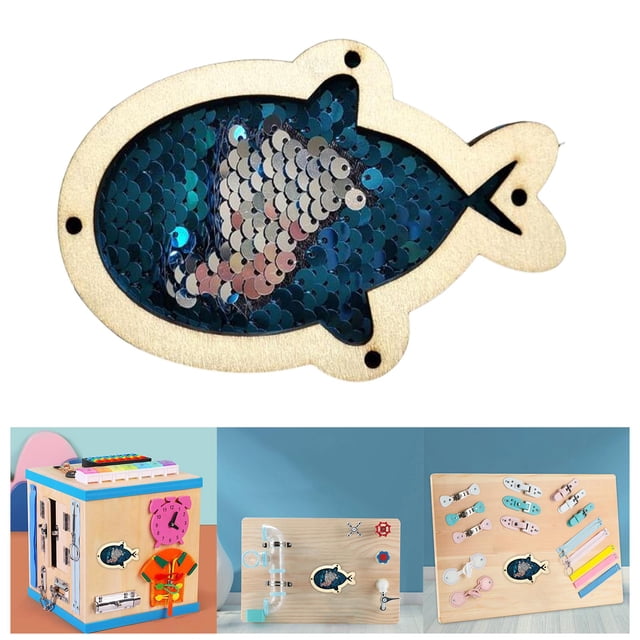 Kids Busy Board Lentejuelas Sensory Busy Board Accesorios, juguetes educativos de habilidades motoras , juguete Montessori para y niñas , azul con plata yotijar Material de tablero ocupado