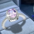 thumbnail image 3 of CILENON Cubic Zirconia Ring Square Zircon And Diamond Ring for Women Fashion Jewelry Popular Accessories for Wife Womens Rings Silver Rings for Women Gold Jewelry(Pink,10), 3 of 6