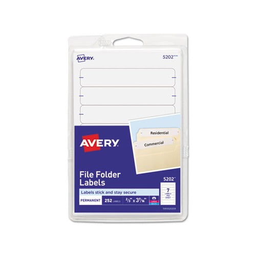 Printable 4" x 6" - Permanent File Folder Labels 0.69 x 3.44, White, 7/Sheet, 36 Sheets/Pack, 5202