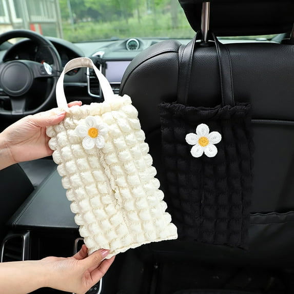 Soft Car Tissue Box, Bubble Lattice Car Seat Back Hanging Tissue Bag for Bathroom,Bedroom,Desk,Home,Office,Car