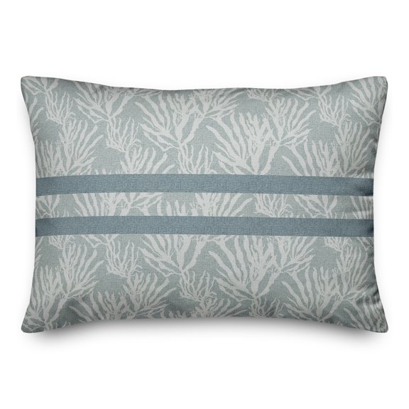 Creative Products White Coral Blue Stripe on Blue 20 x 14 Spun Poly Pillow