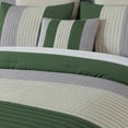 thumbnail image 6 of Chezmoi Collection Luxury Pleated Striped Comforter Set, California King, Forest Green/Gray/Cream, 8-Piece, 6 of 9